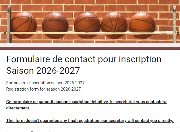 Cloture des demandes d'Inscriptions le 10 Juin 2026 